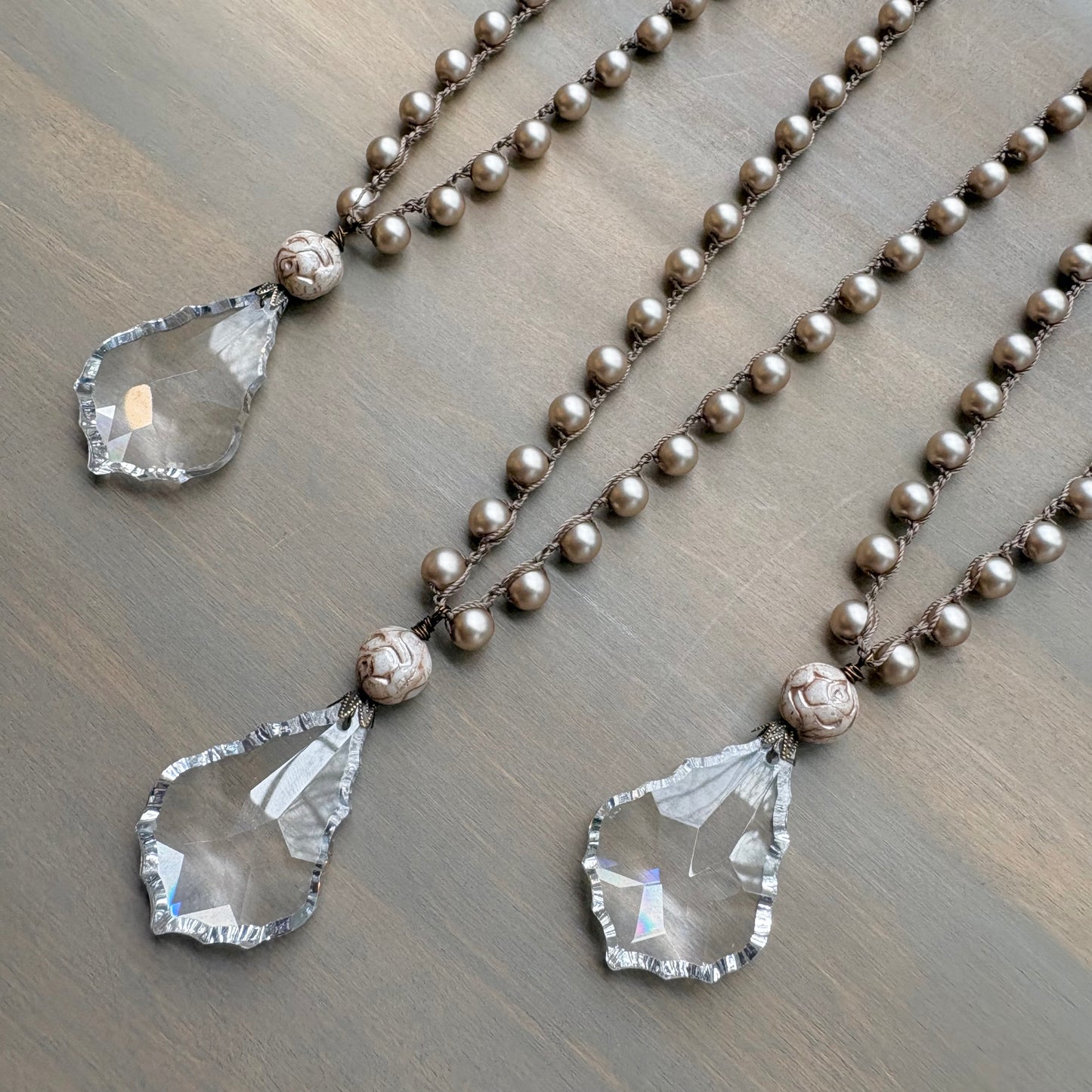Victorian Castle Vintage Style Chandelier Drop Crystal Necklace
