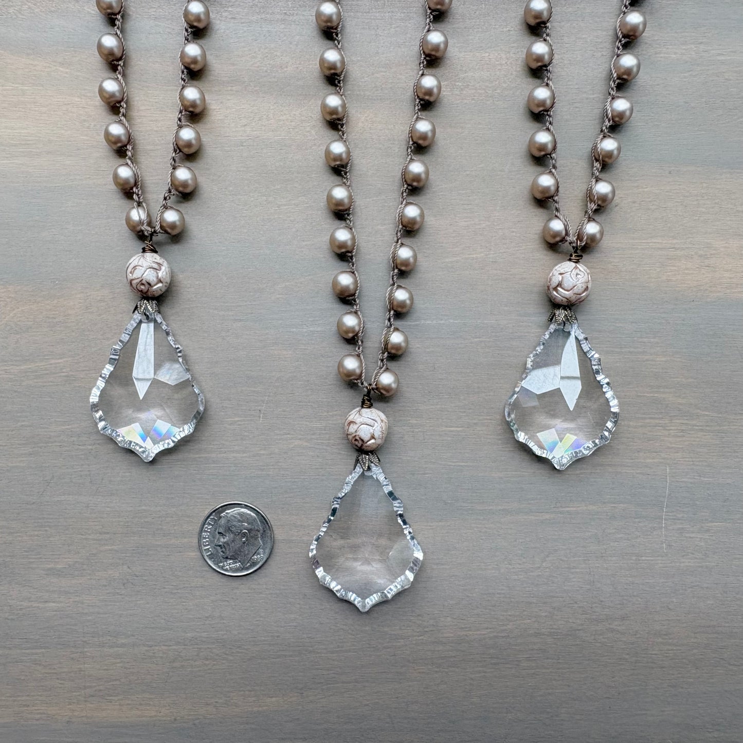 Victorian Castle Vintage Style Chandelier Drop Crystal Necklace