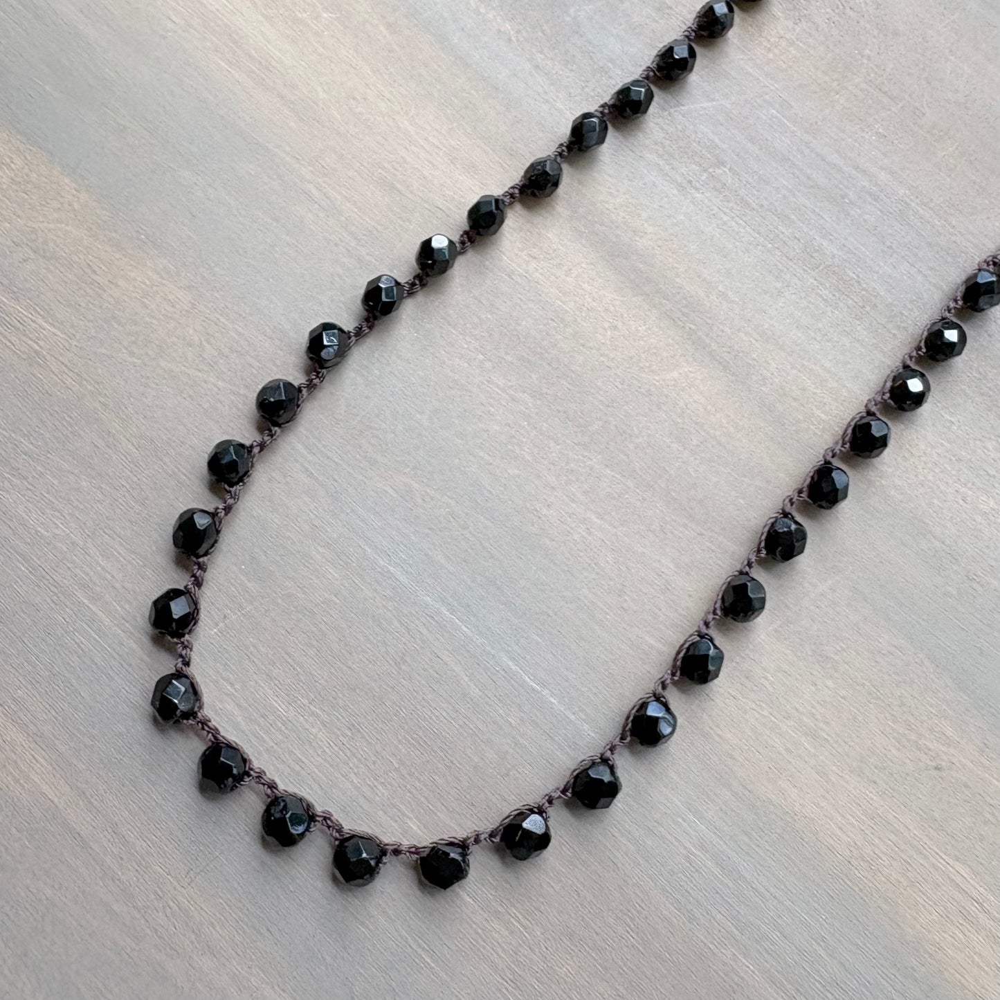 Long Crystal Necklace in Jet Black