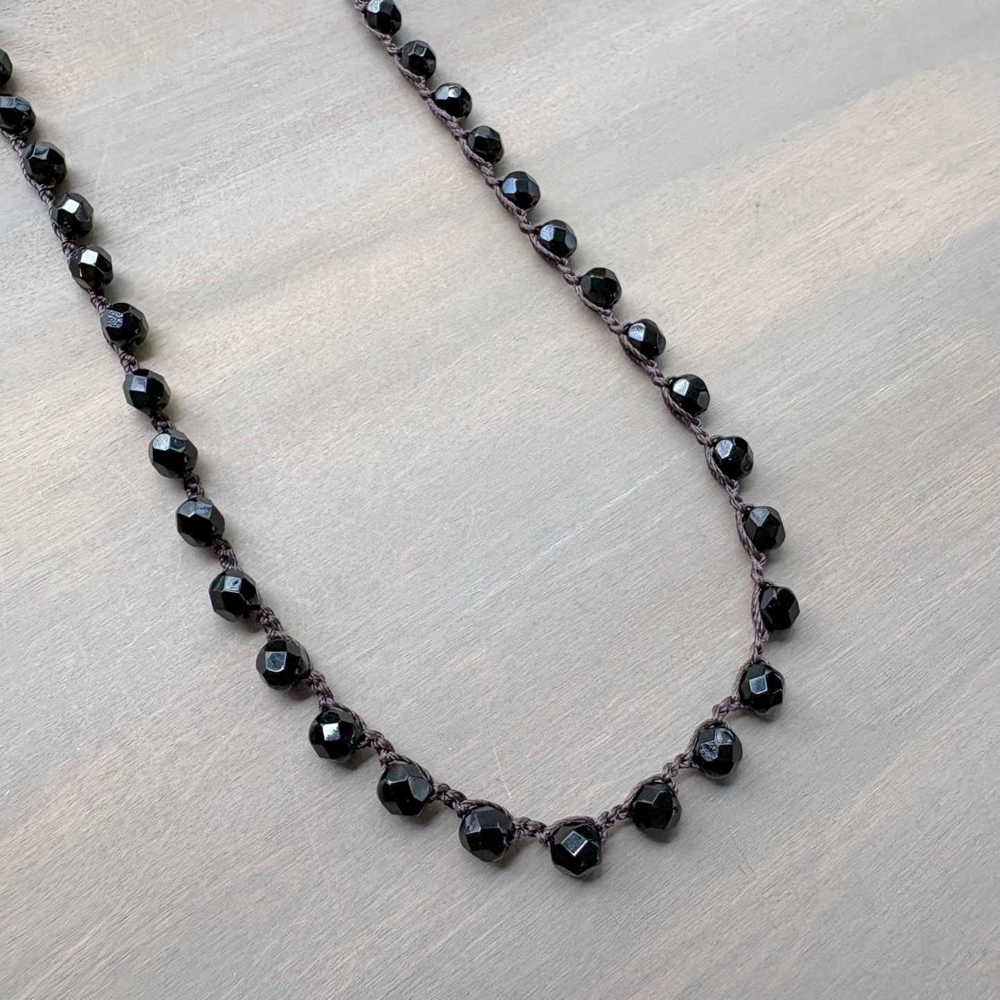 Long Crystal Necklace in Jet Black