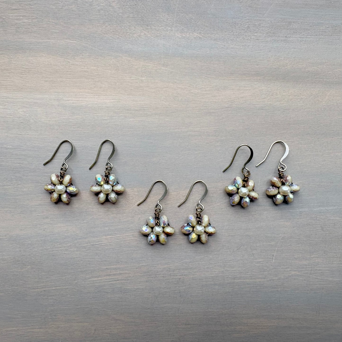 Beach Bloom Flower Earrings In Sand Shimmer