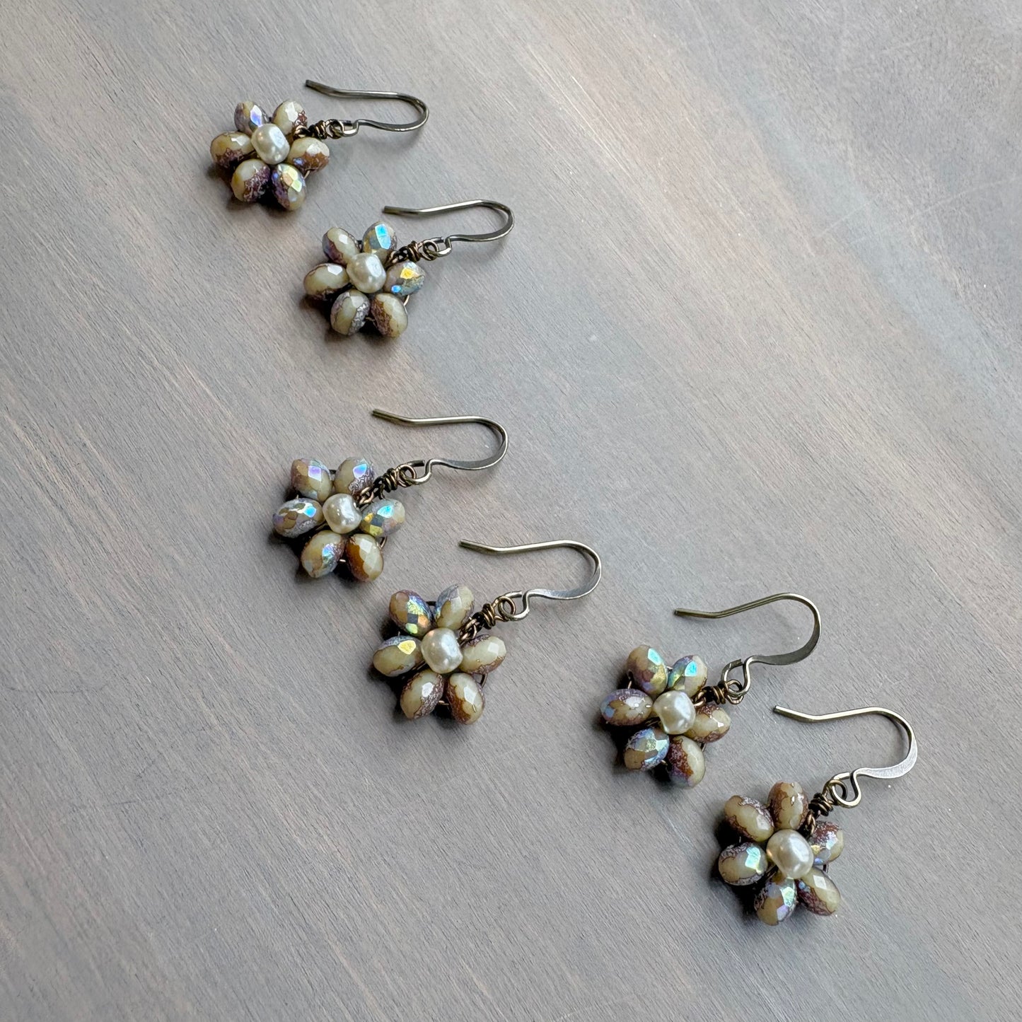 Beach Bloom Flower Earrings In Sand Shimmer