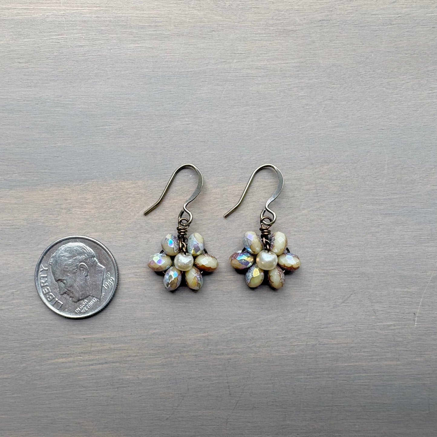 Beach Bloom Flower Earrings In Sand Shimmer