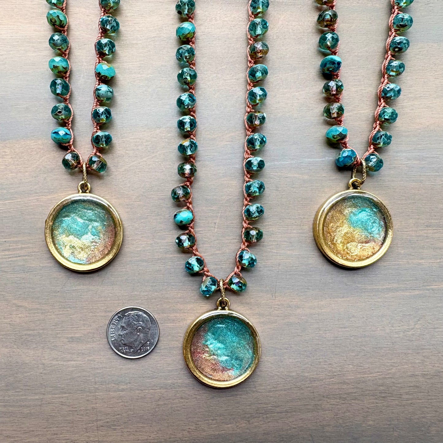 Sunset Beach Crocheted Crystal Portal Necklace