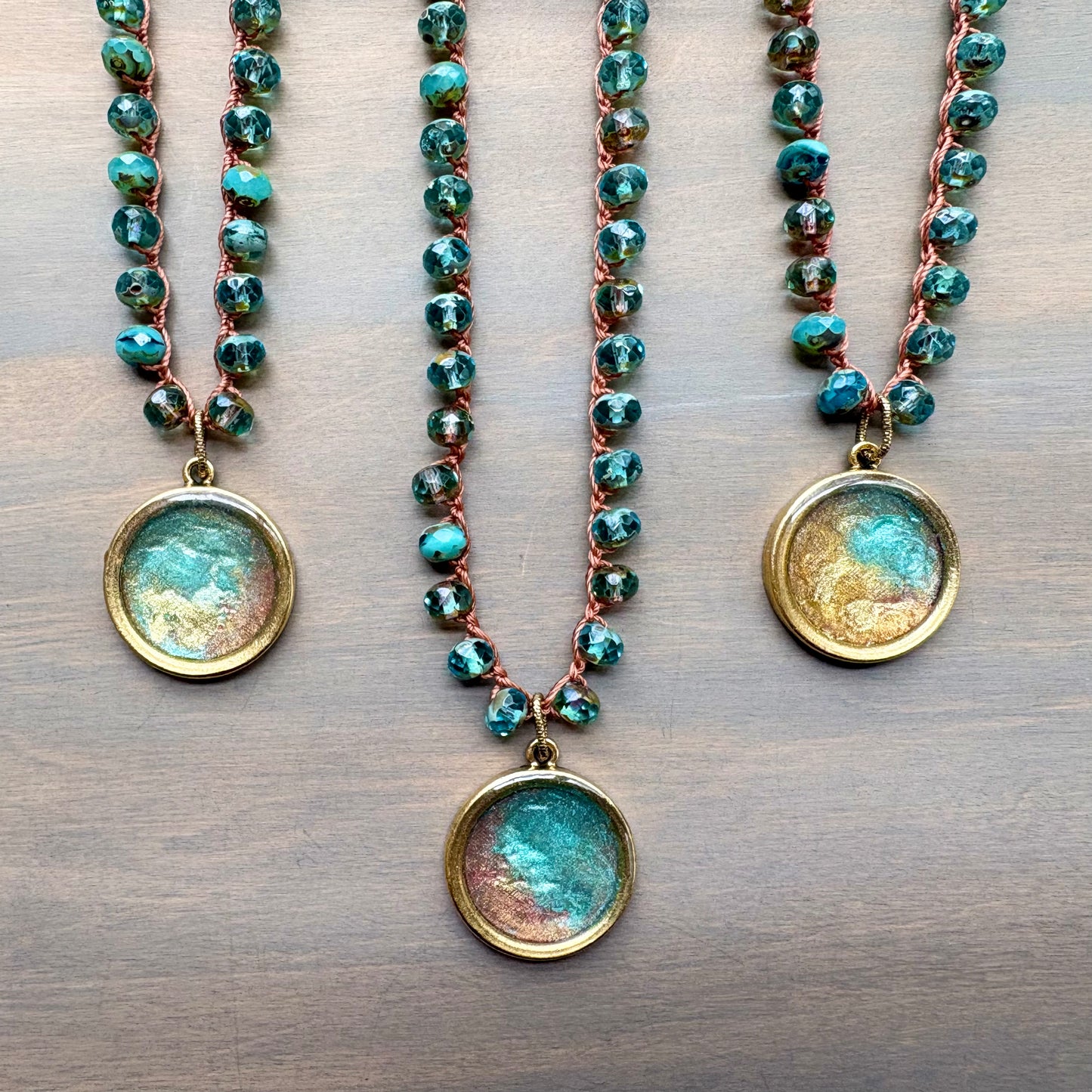 Sunset Beach Crocheted Crystal Portal Necklace