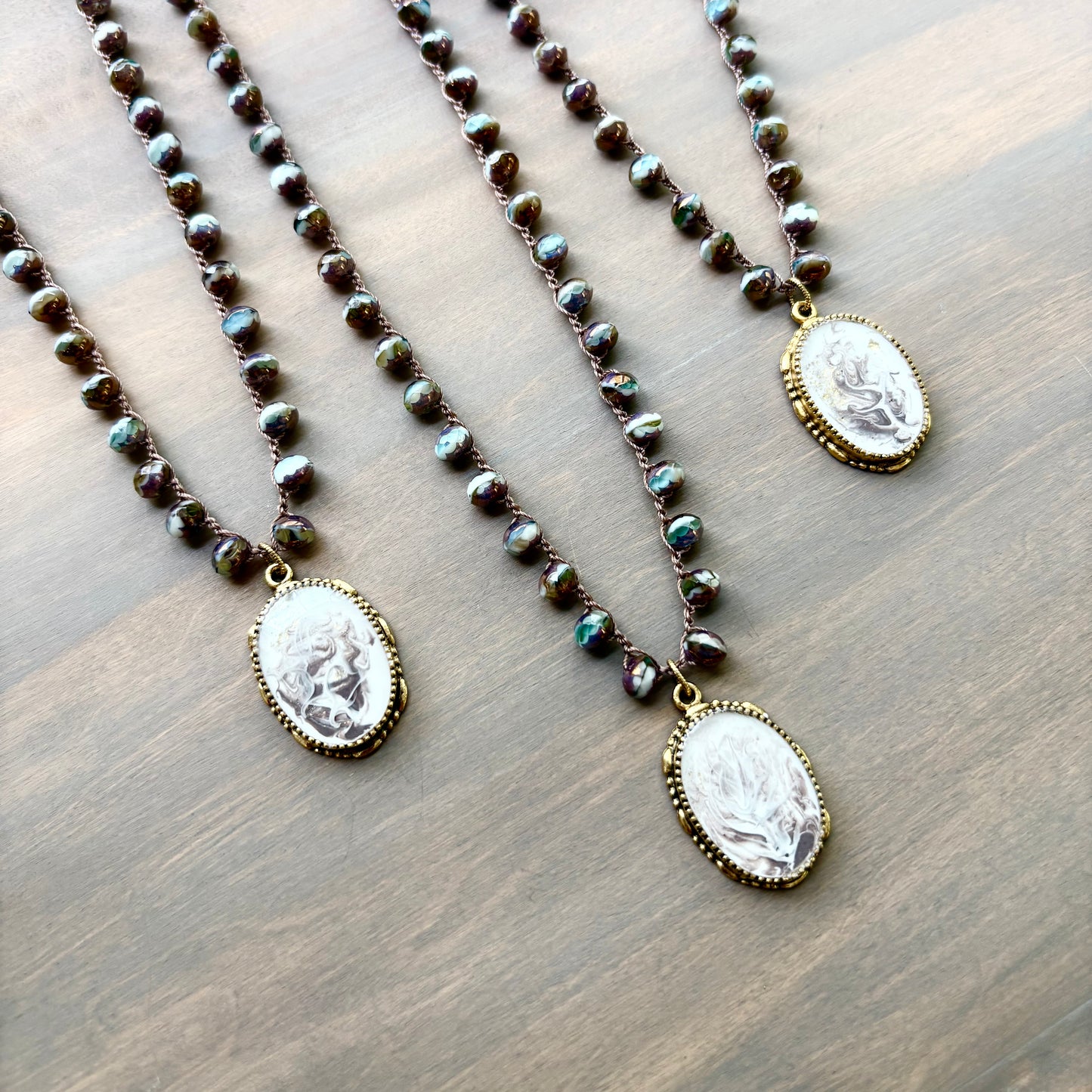 Dendrite Portal Necklace with Handcrafted Pendant and Crocheted Crystal