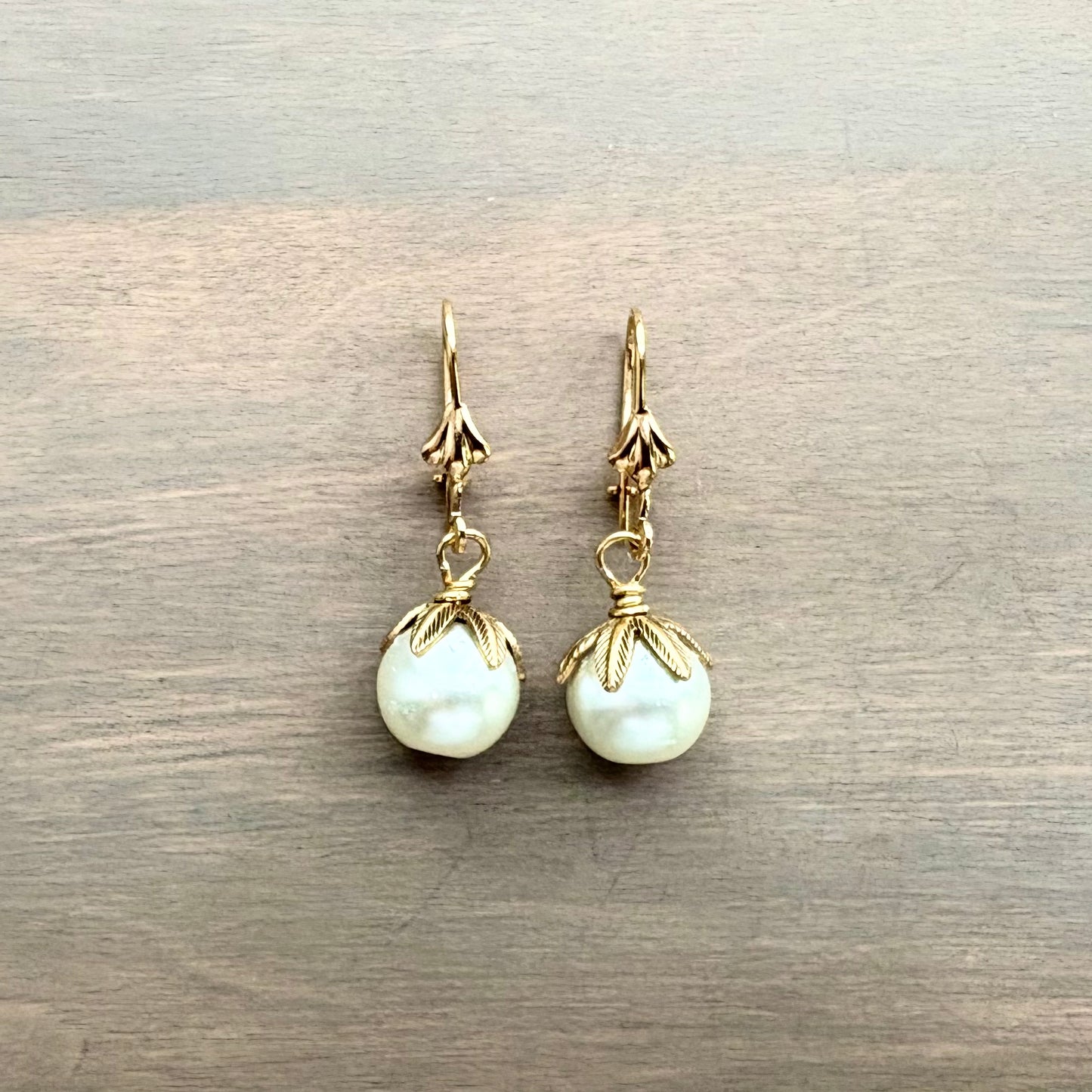 Classic Pearl Drop Earrings on Golden Hooks
