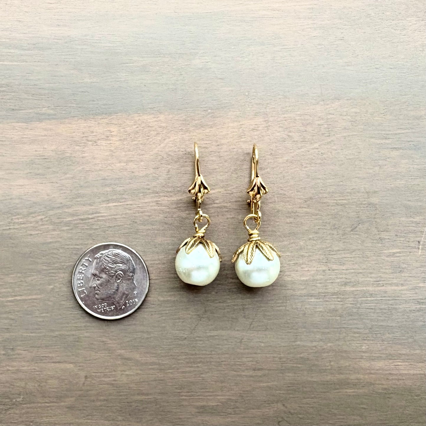 Classic Pearl Drop Earrings on Golden Hooks