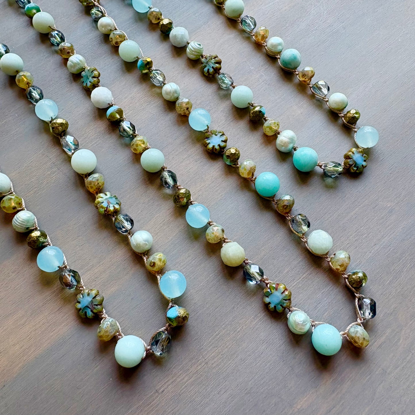 Beach Walk Necklace With Mix Of Stones And Pearls