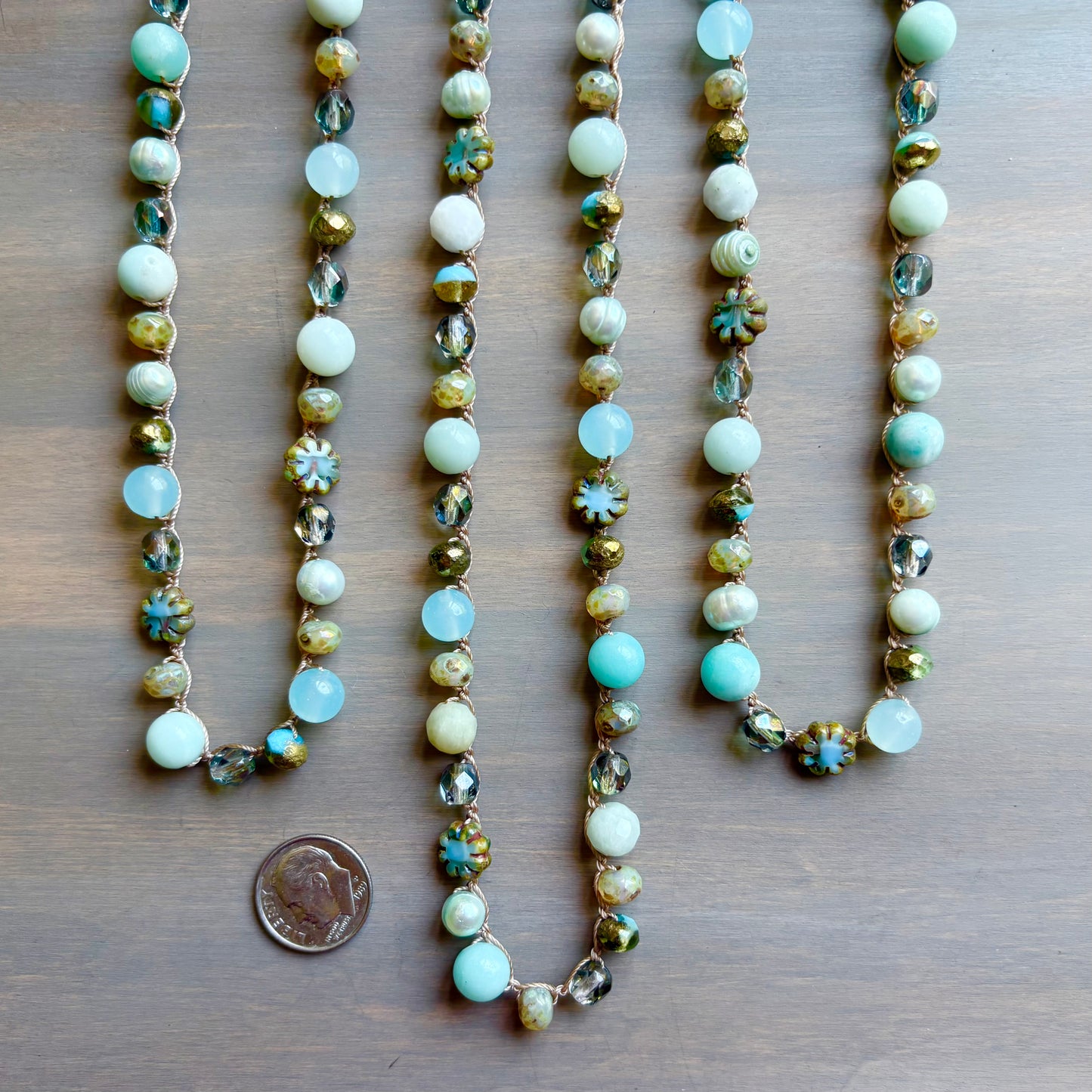 Beach Walk Necklace With Mix Of Stones And Pearls