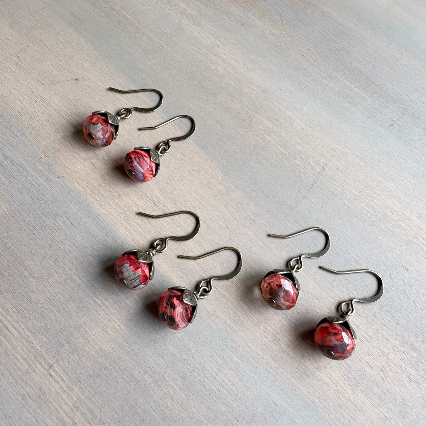 Earthen Beauty Simple Crystal Drop Earrings in Coral