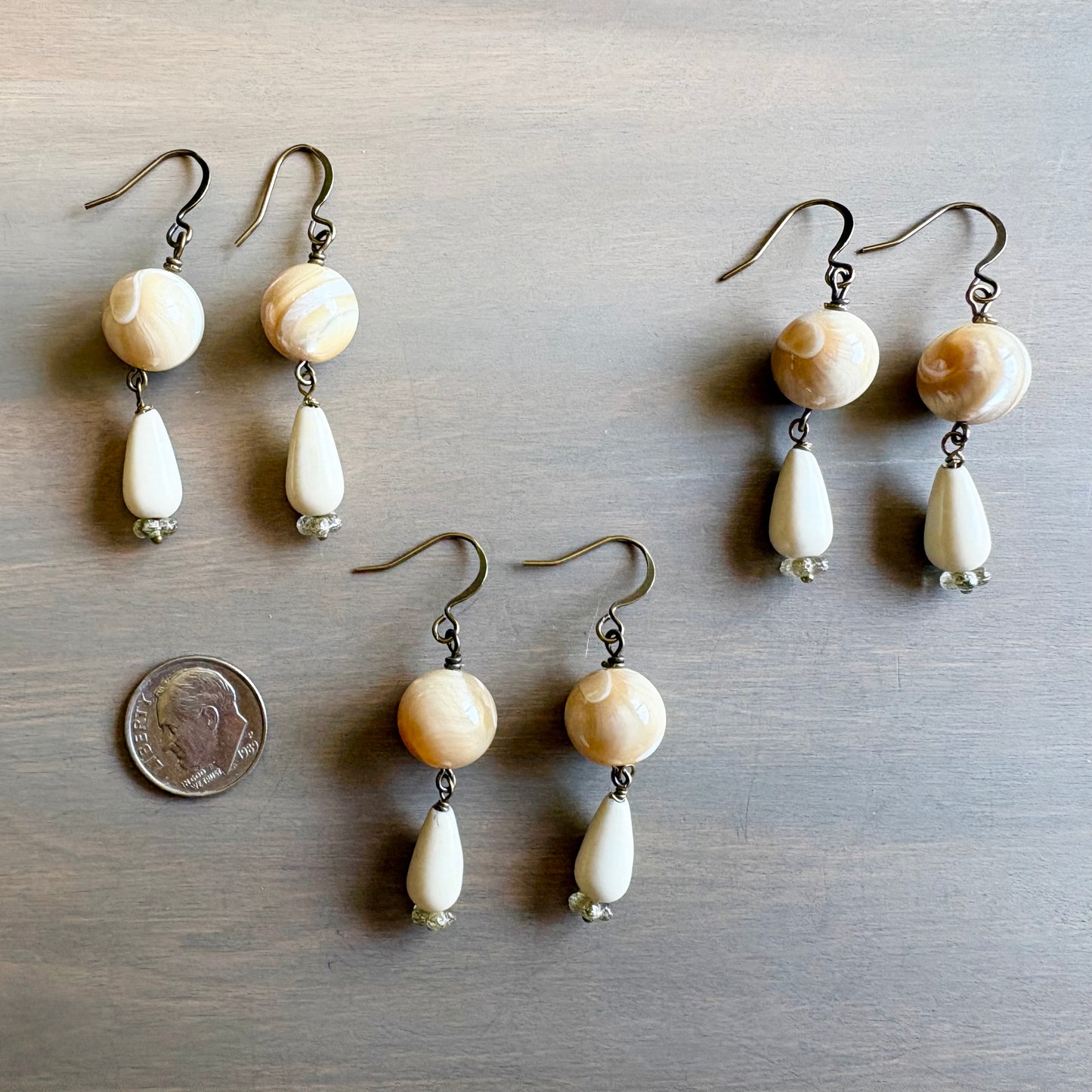 Mother Of Pearl Shell Drop Earrings
