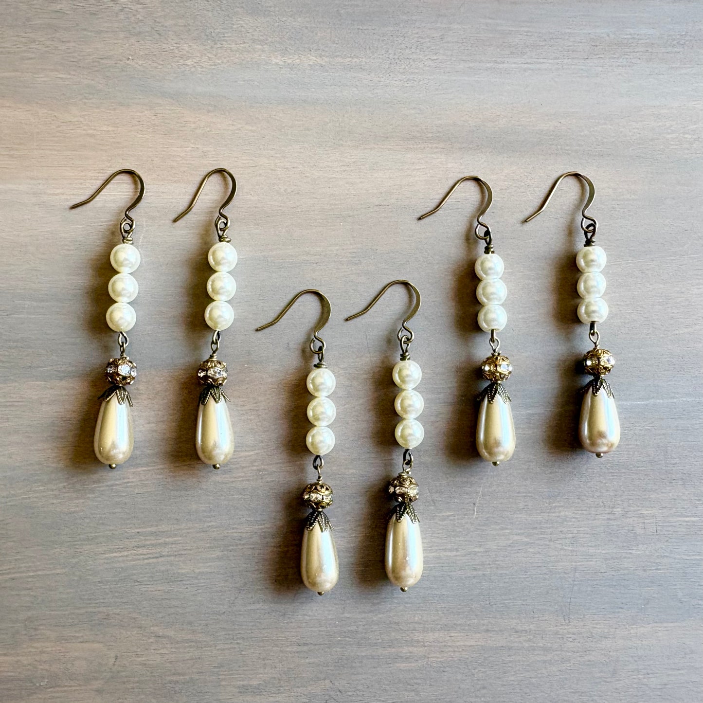 Glass Pearl Teardrop Vintage Sparkle Earrings, Perfect For Brides