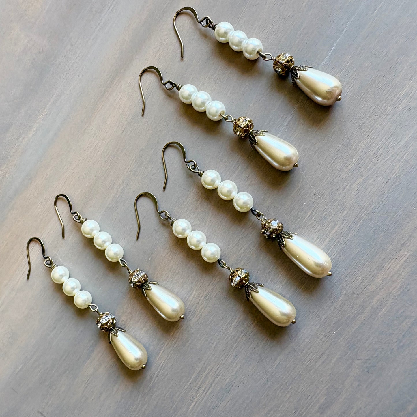 Glass Pearl Teardrop Vintage Sparkle Earrings, Perfect For Brides