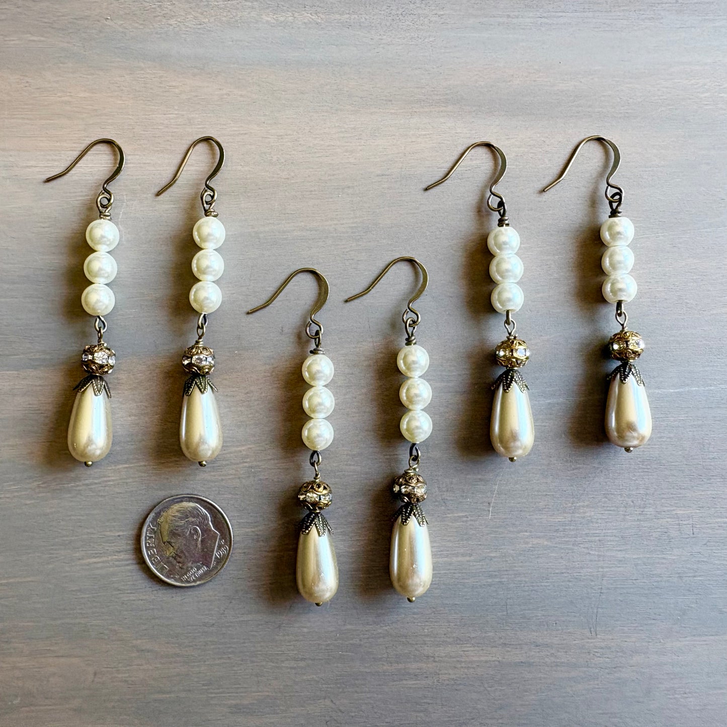 Glass Pearl Teardrop Vintage Sparkle Earrings, Perfect For Brides