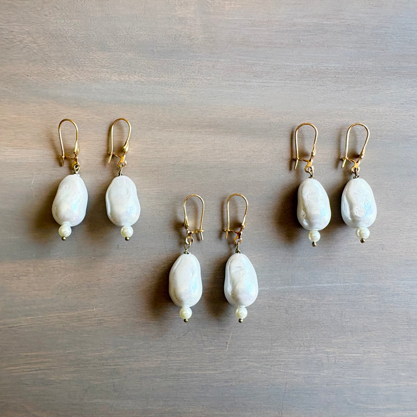 Baroque Pearl Drop Earrings, Match Saltwater Baroque Necklace