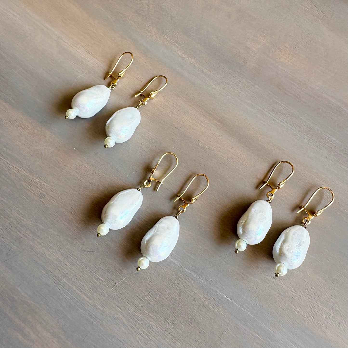 Baroque Pearl Drop Earrings, Match Saltwater Baroque Necklace
