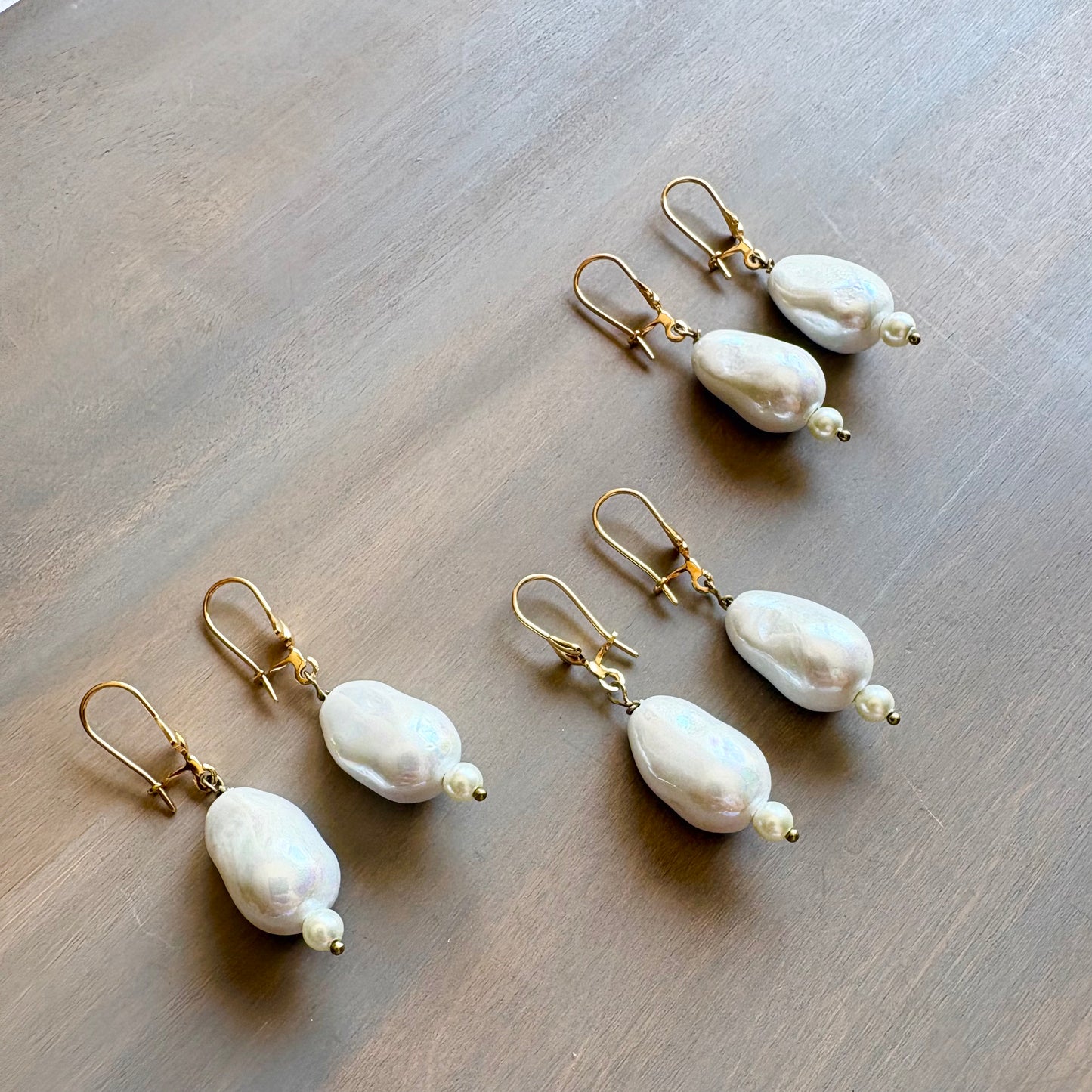 Baroque Pearl Drop Earrings, Match Saltwater Baroque Necklace