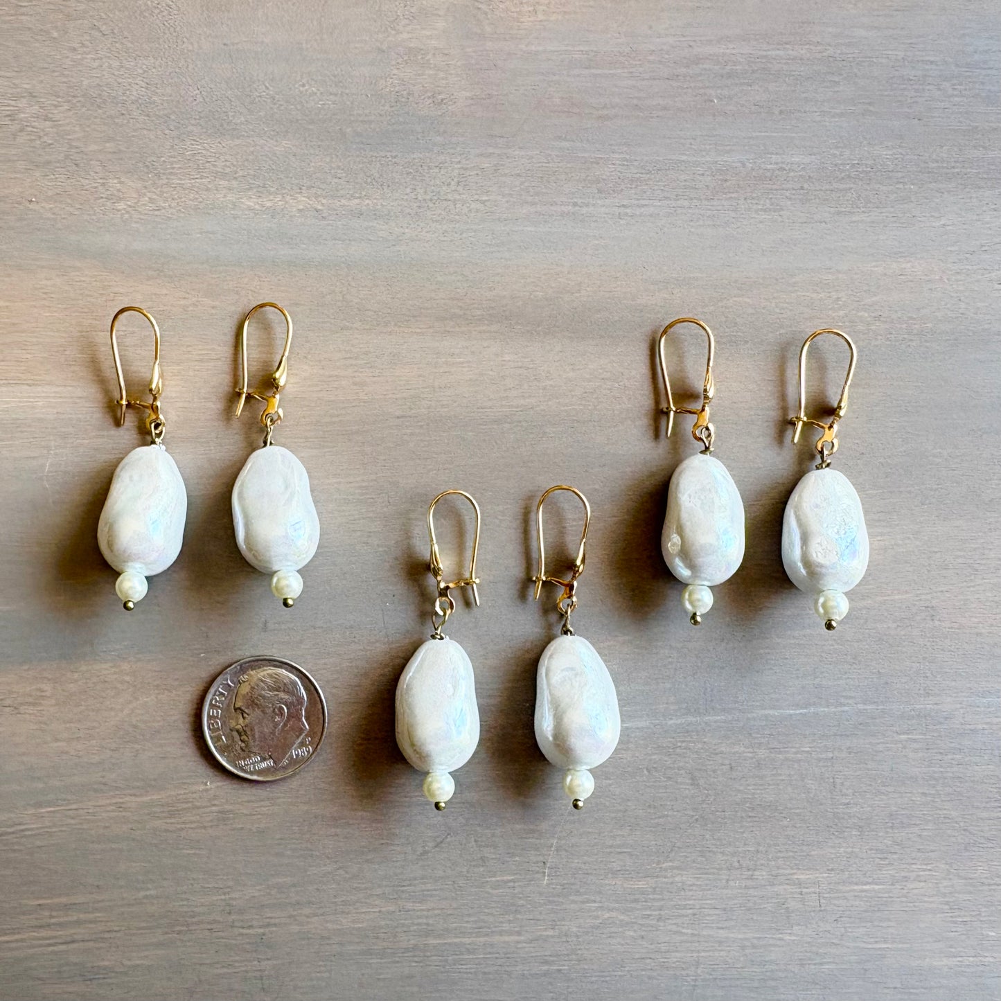 Baroque Pearl Drop Earrings, Match Saltwater Baroque Necklace