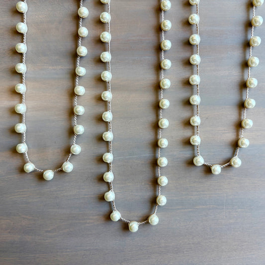 Classic Glass Pearls, Crocheted Strand To Wrap or Layer