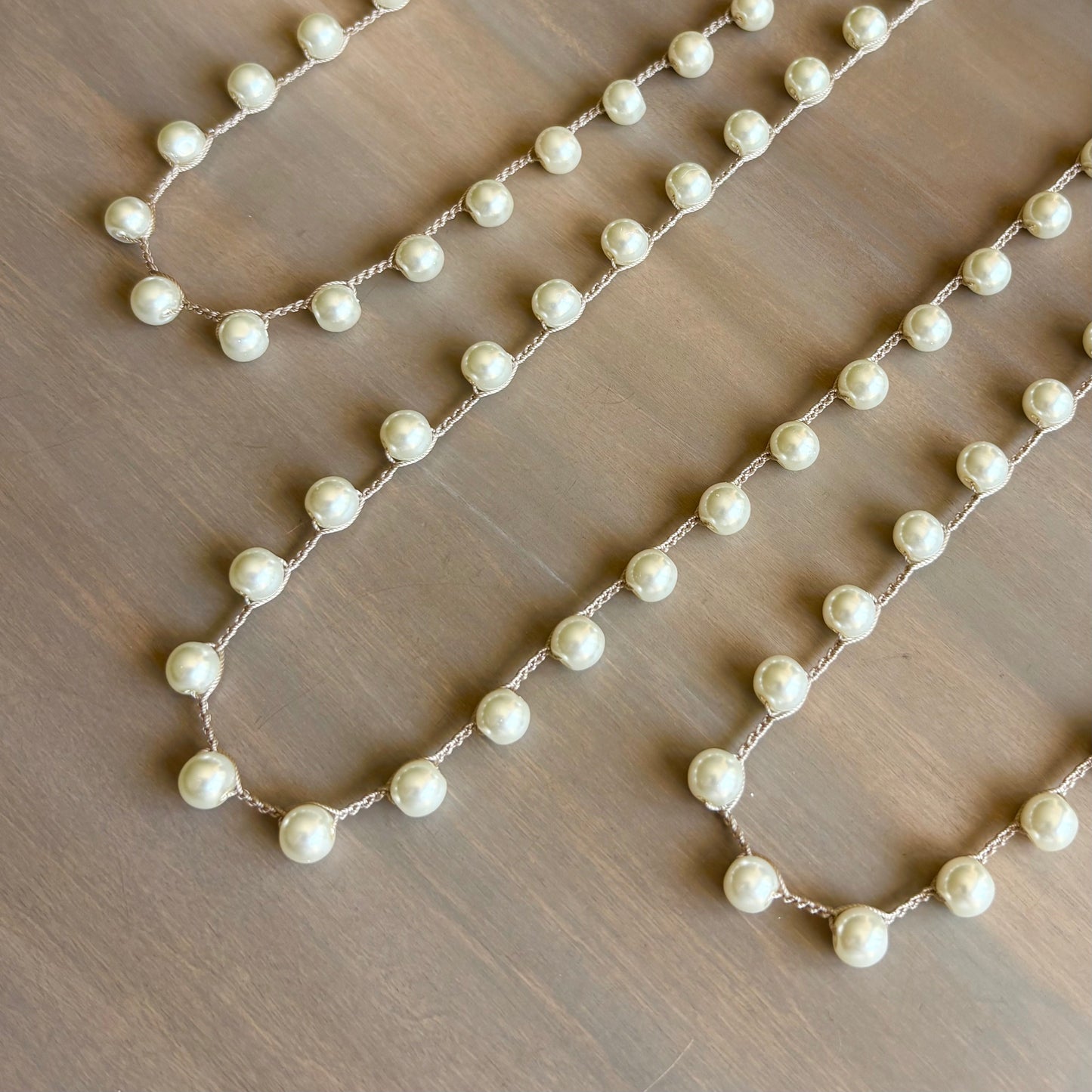 Classic Glass Pearls, Crocheted Strand To Wrap or Layer