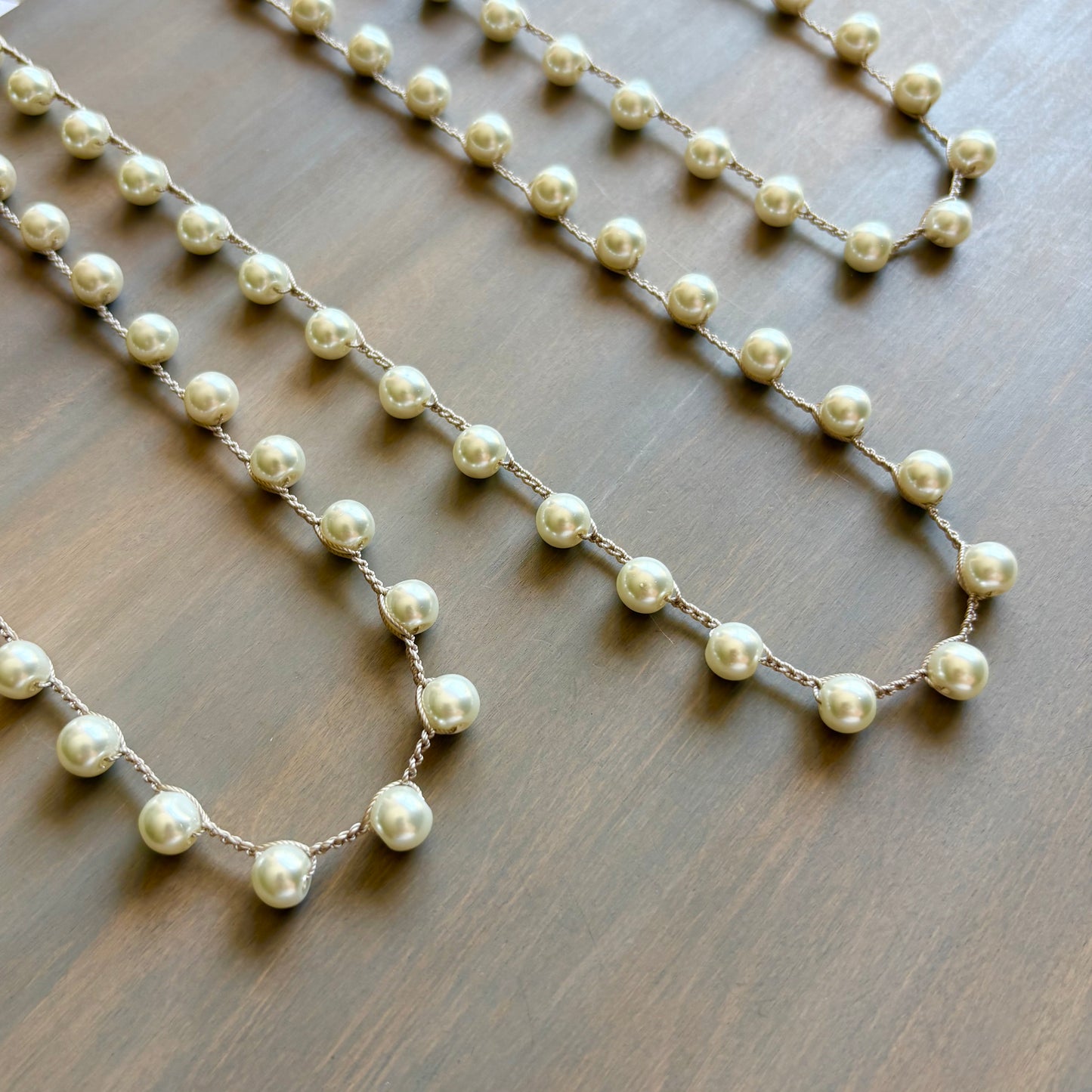 Classic Glass Pearls, Crocheted Strand To Wrap or Layer