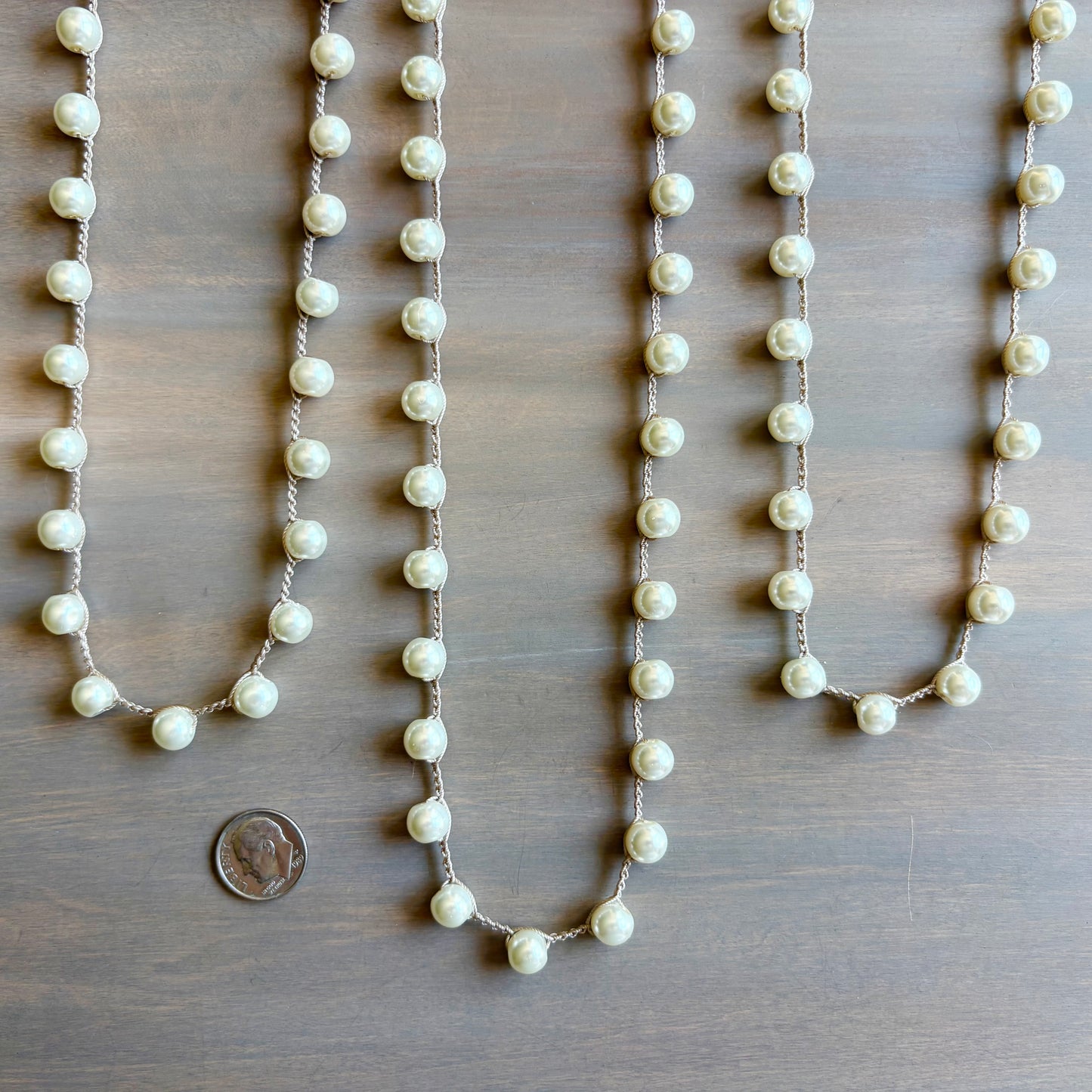 Classic Glass Pearls, Crocheted Strand To Wrap or Layer