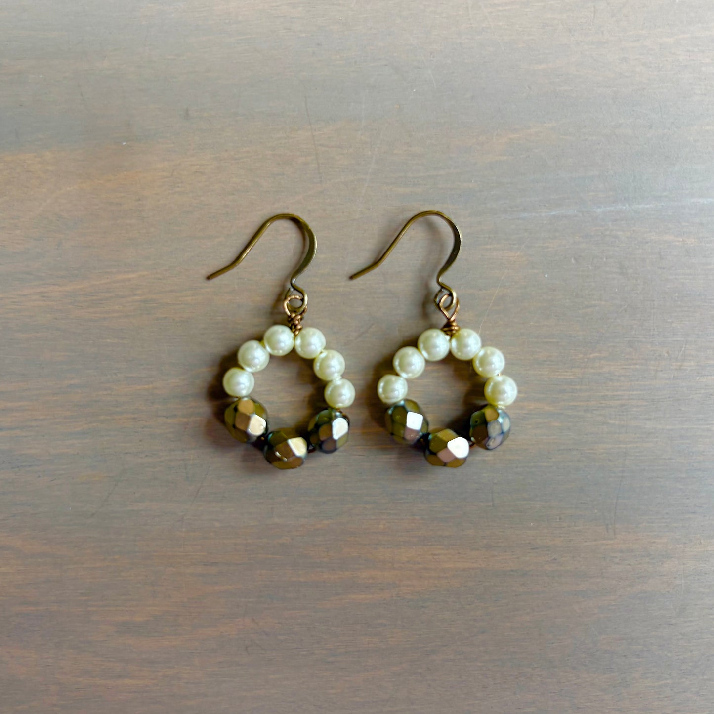 Vintage Bride Pearl and Crystal Hoop Earrings