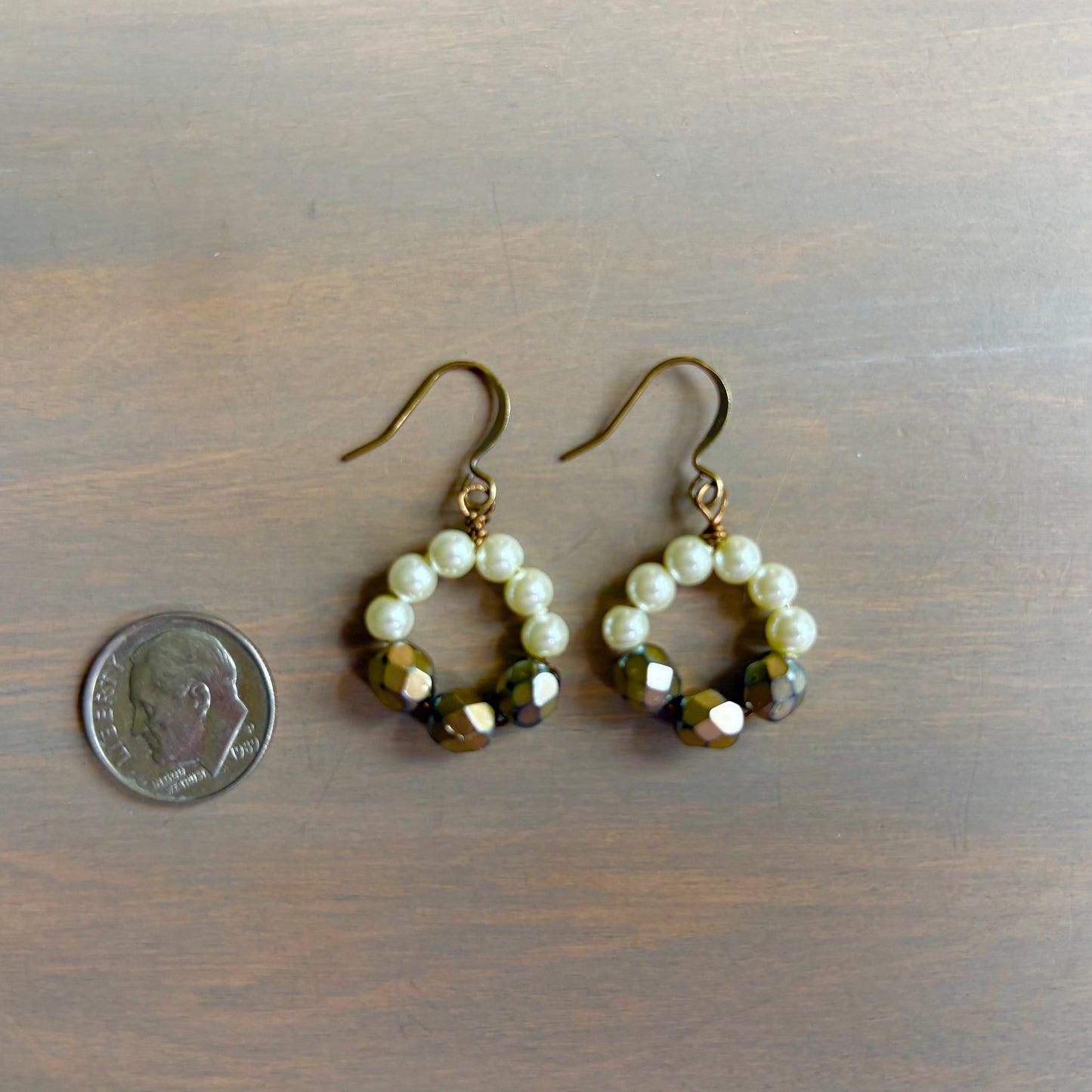 Vintage Bride Pearl and Crystal Hoop Earrings