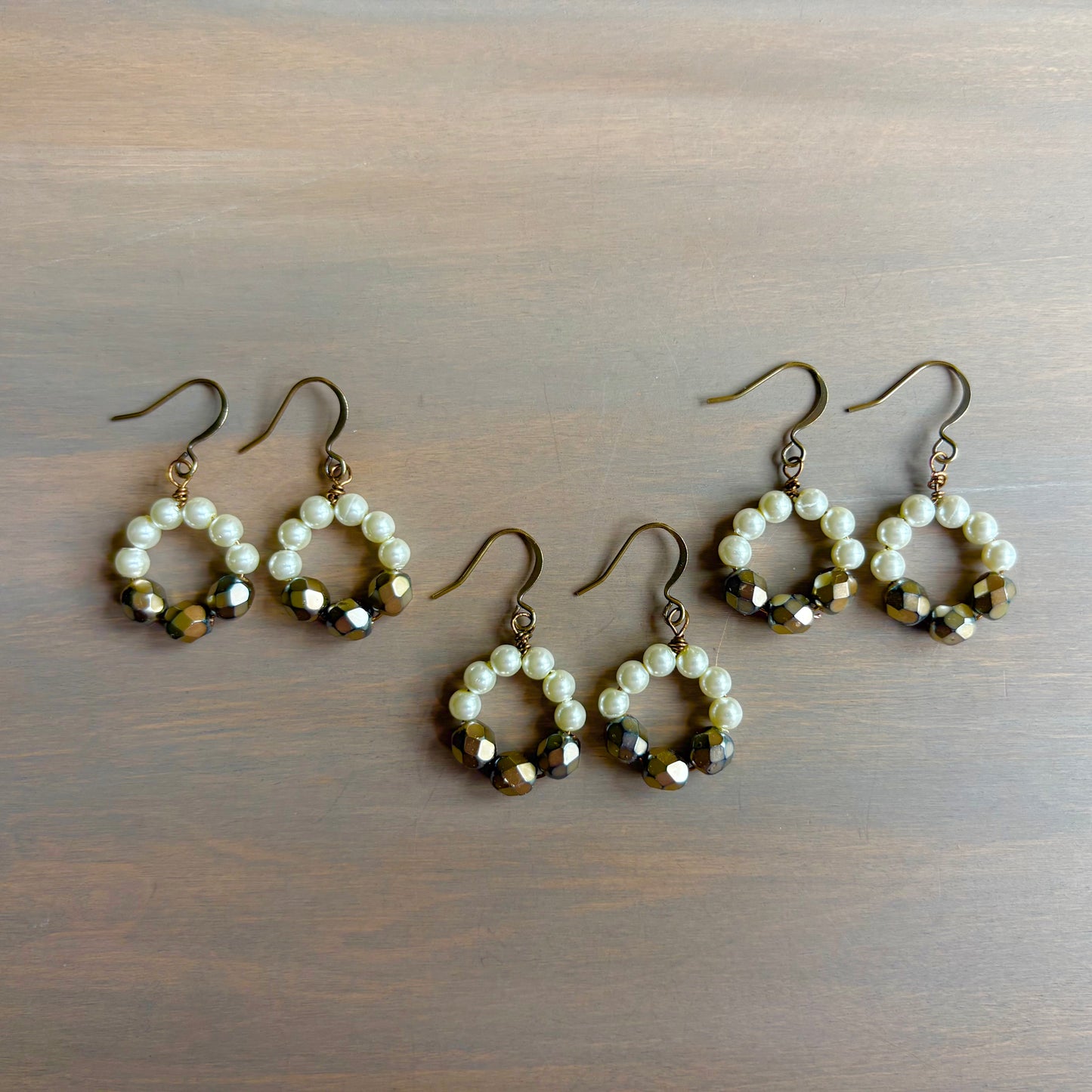 Vintage Bride Pearl and Crystal Hoop Earrings