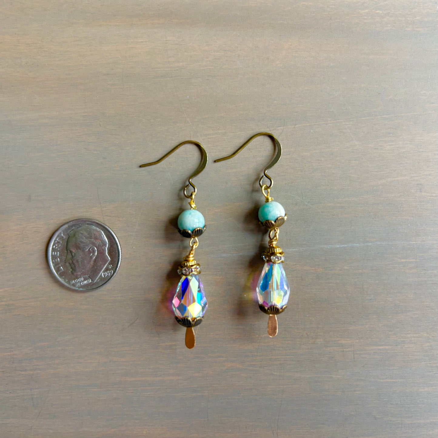 Saltwater Sparkle Earrings With Amazonite Stones And Faceted Crystal