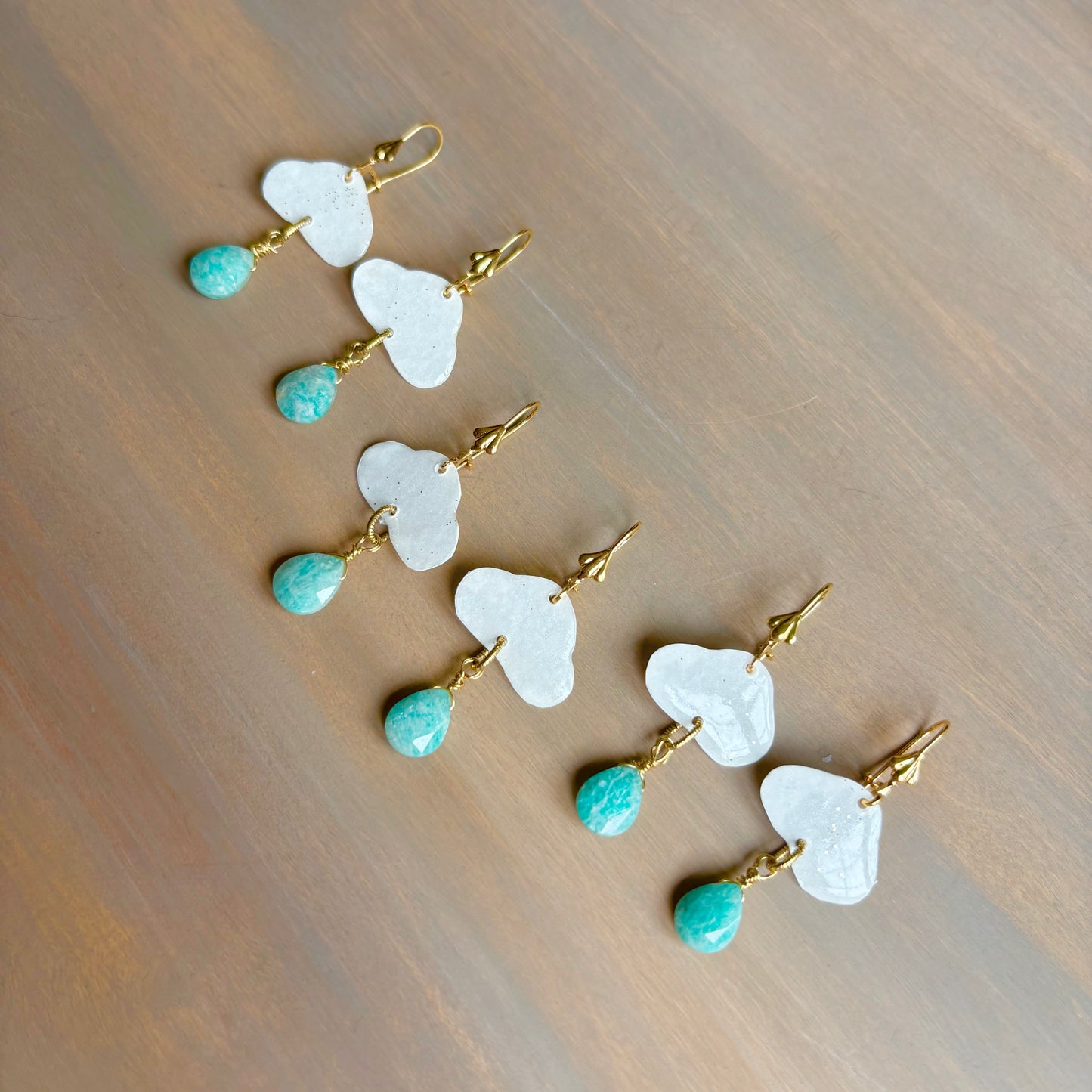 Glittering Cloud Earrings With Amazonite Drops