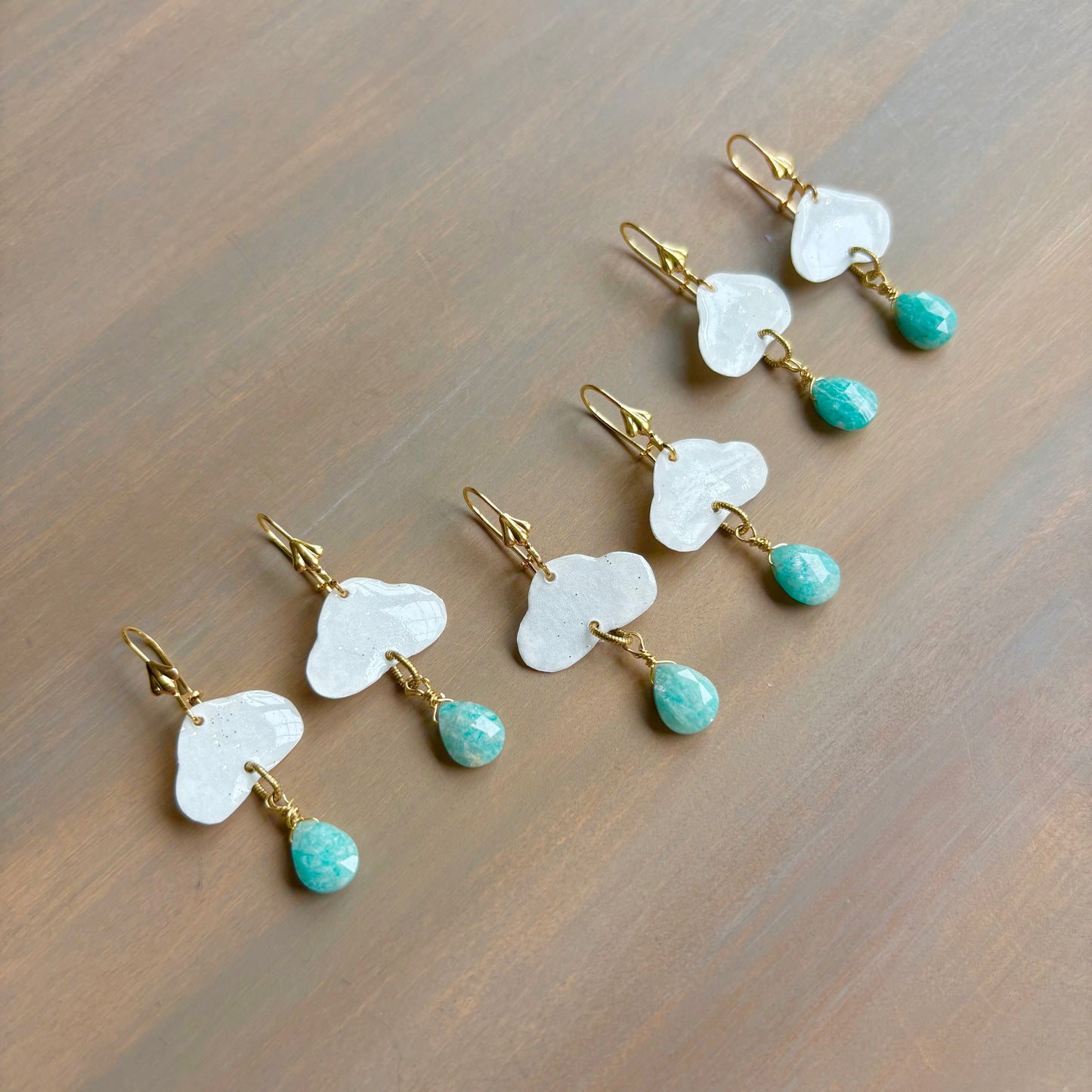 Glittering Cloud Earrings With Amazonite Drops