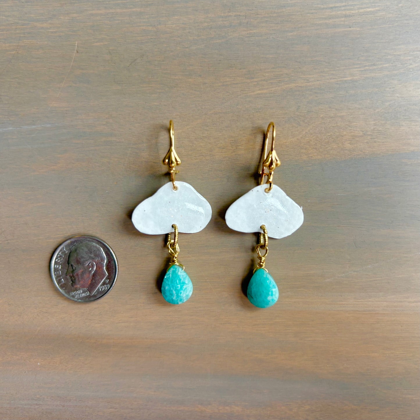 Glittering Cloud Earrings With Amazonite Drops