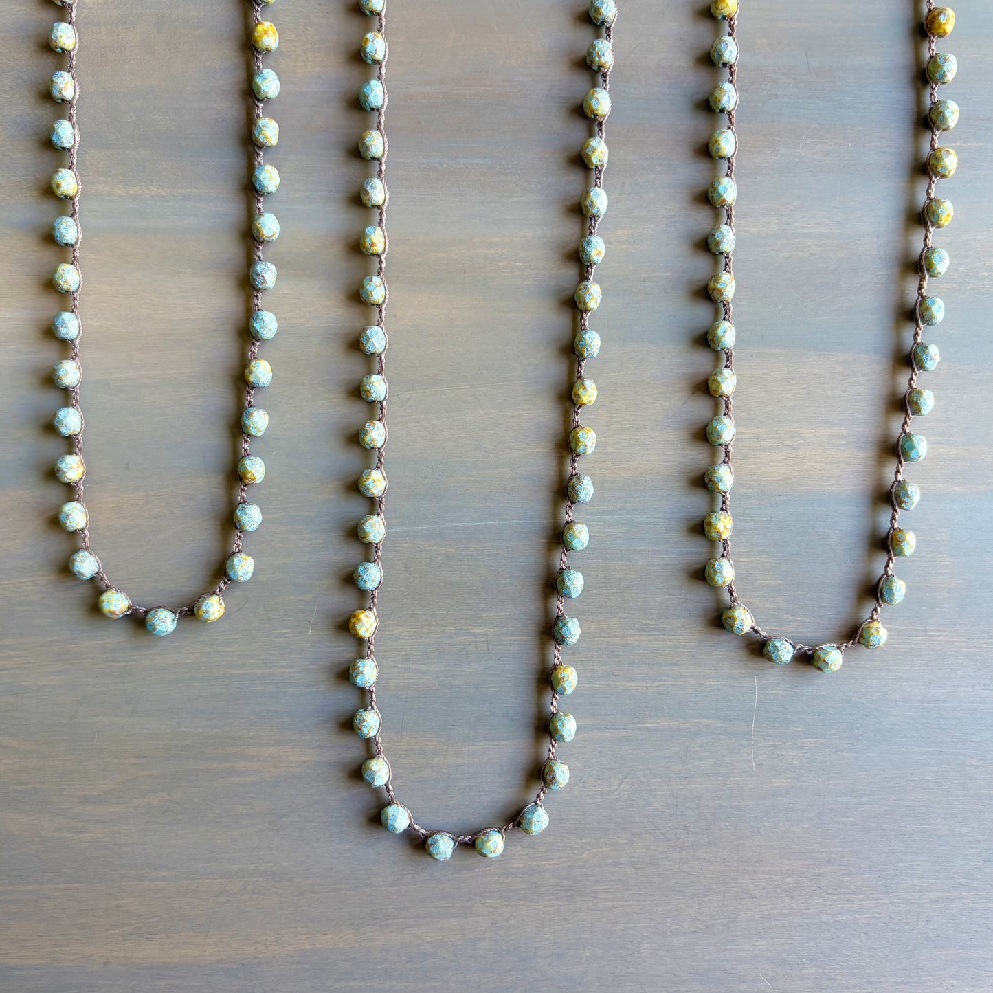 Bay Shore Long Layering Crocheted Crystal Necklace