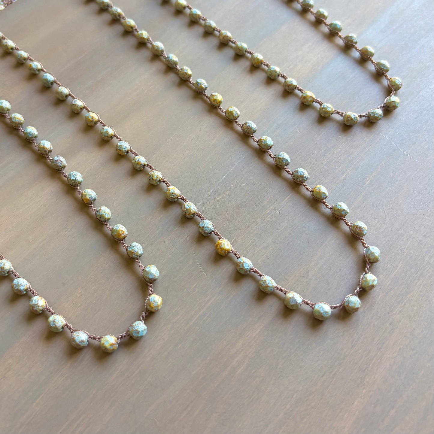 Bay Shore Long Layering Crocheted Crystal Necklace