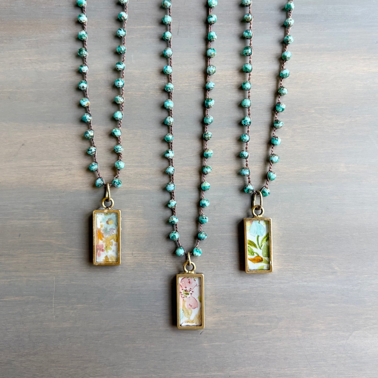 Liberty of London Fabric Pendant on Czech Crystal
