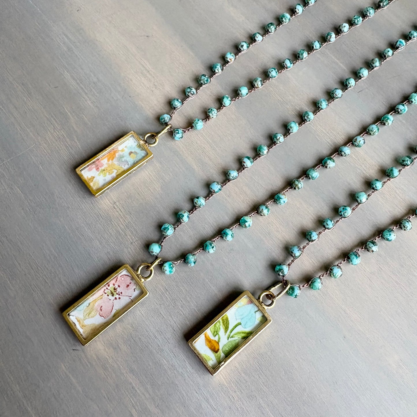 Liberty of London Fabric Pendant on Czech Crystal