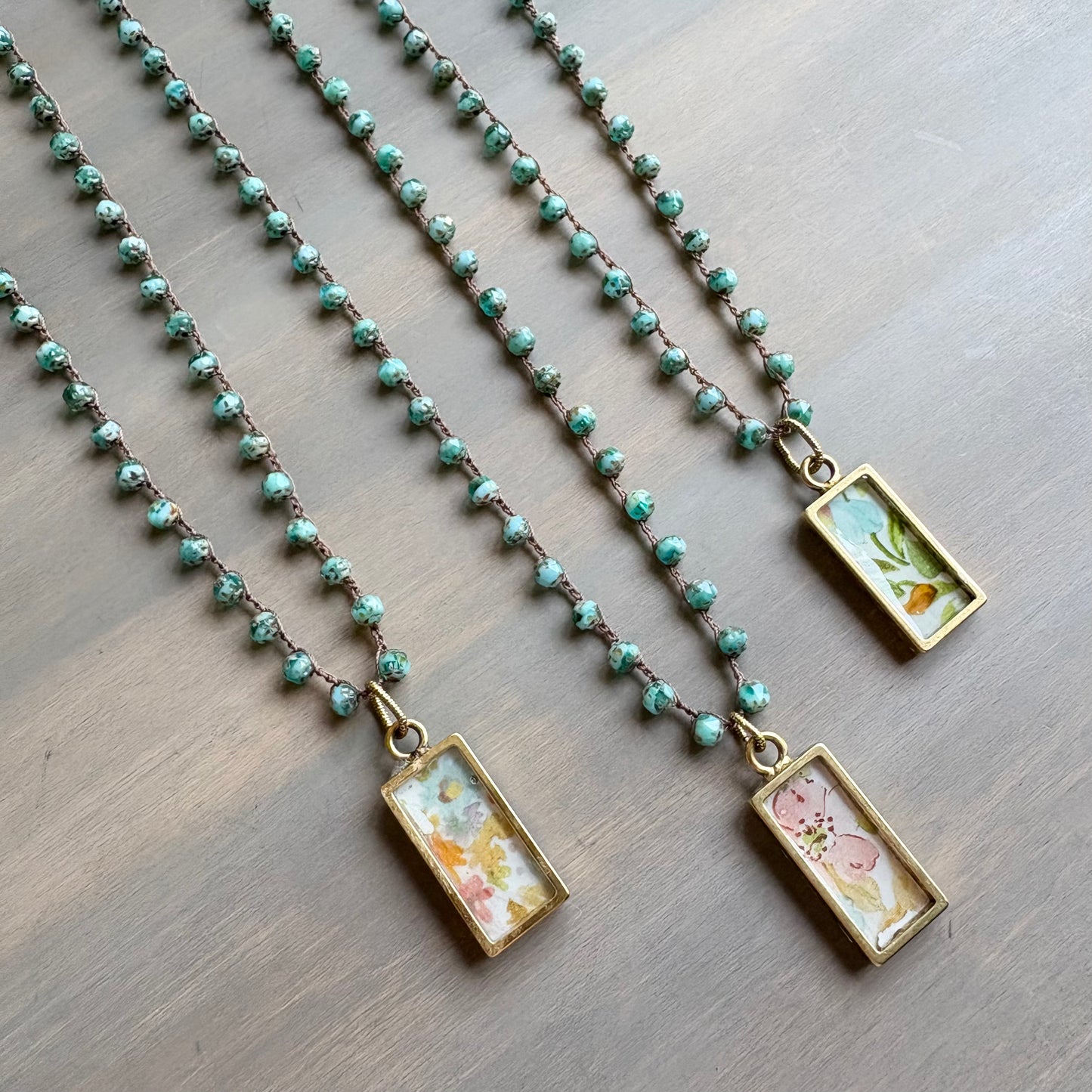 Liberty of London Fabric Pendant on Czech Crystal