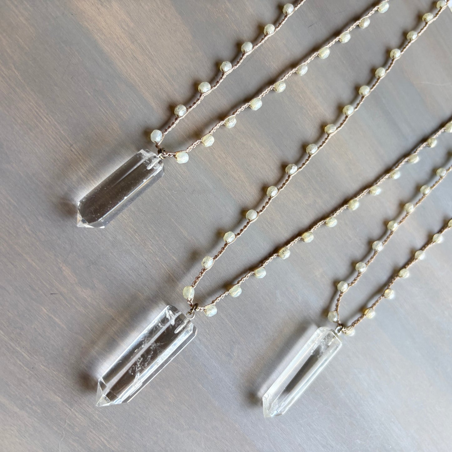 Magic Quartz Point Crocheted Czech Crystal Necklace For Protection