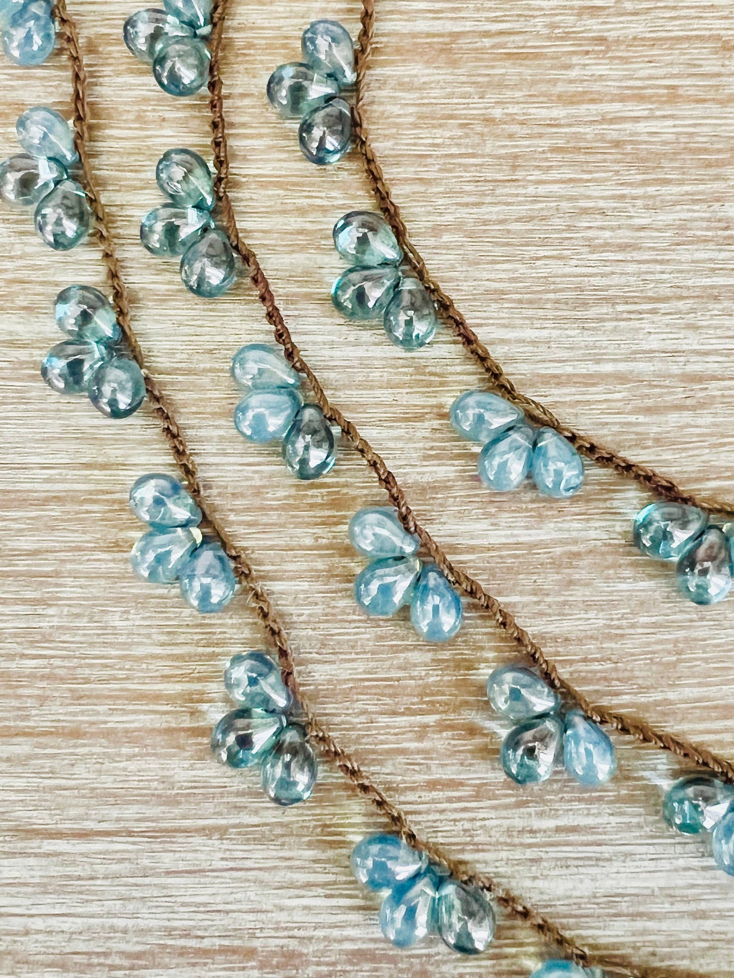 Crystal Fan Drop Necklace In Translucent Denim