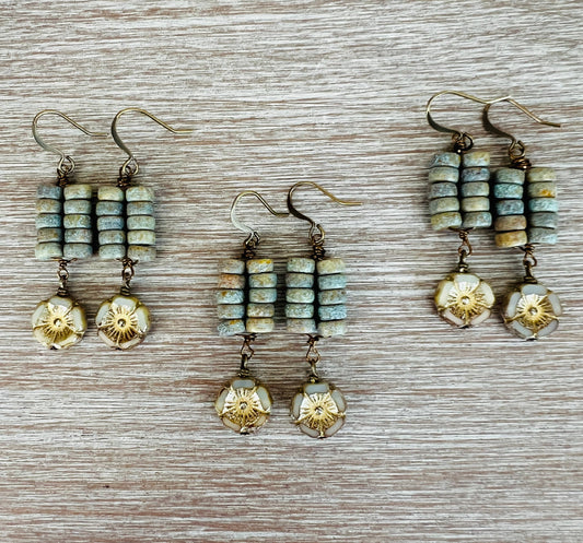 Rustic Ivory Ladder Drop Earrings