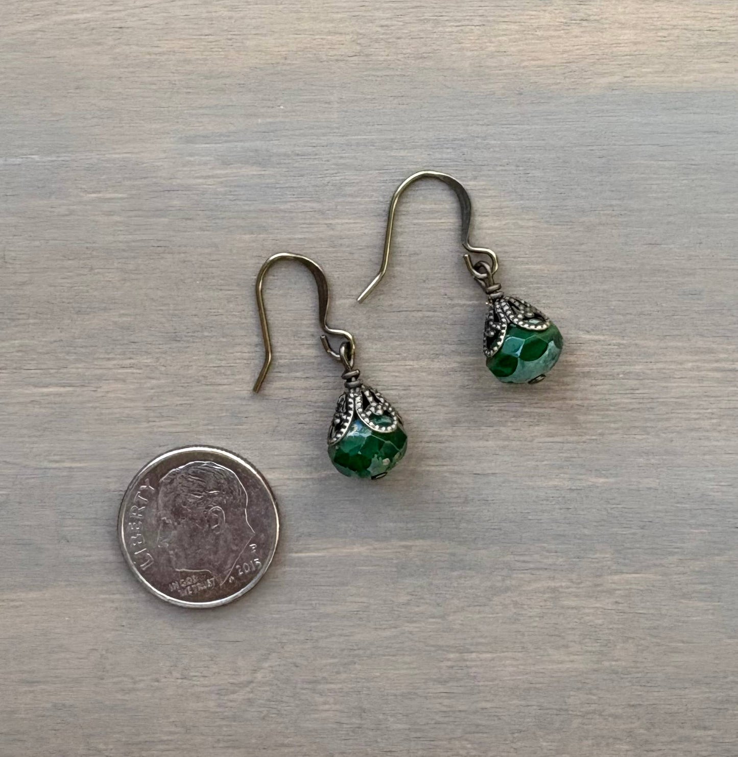 Earthen Beauty Drop Earrings in Forest Green
