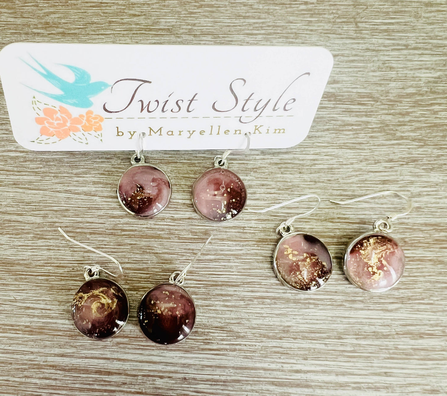 Antique Rose Portal Earrings With Sterling Silver Hooks