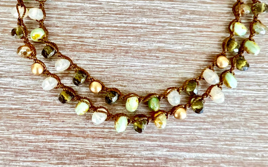 Enchanted Forest Crocheted Necklace, Wear As Bracelet Too