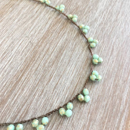 Golden Mint Droplet Necklace - Dainty and Sweet!