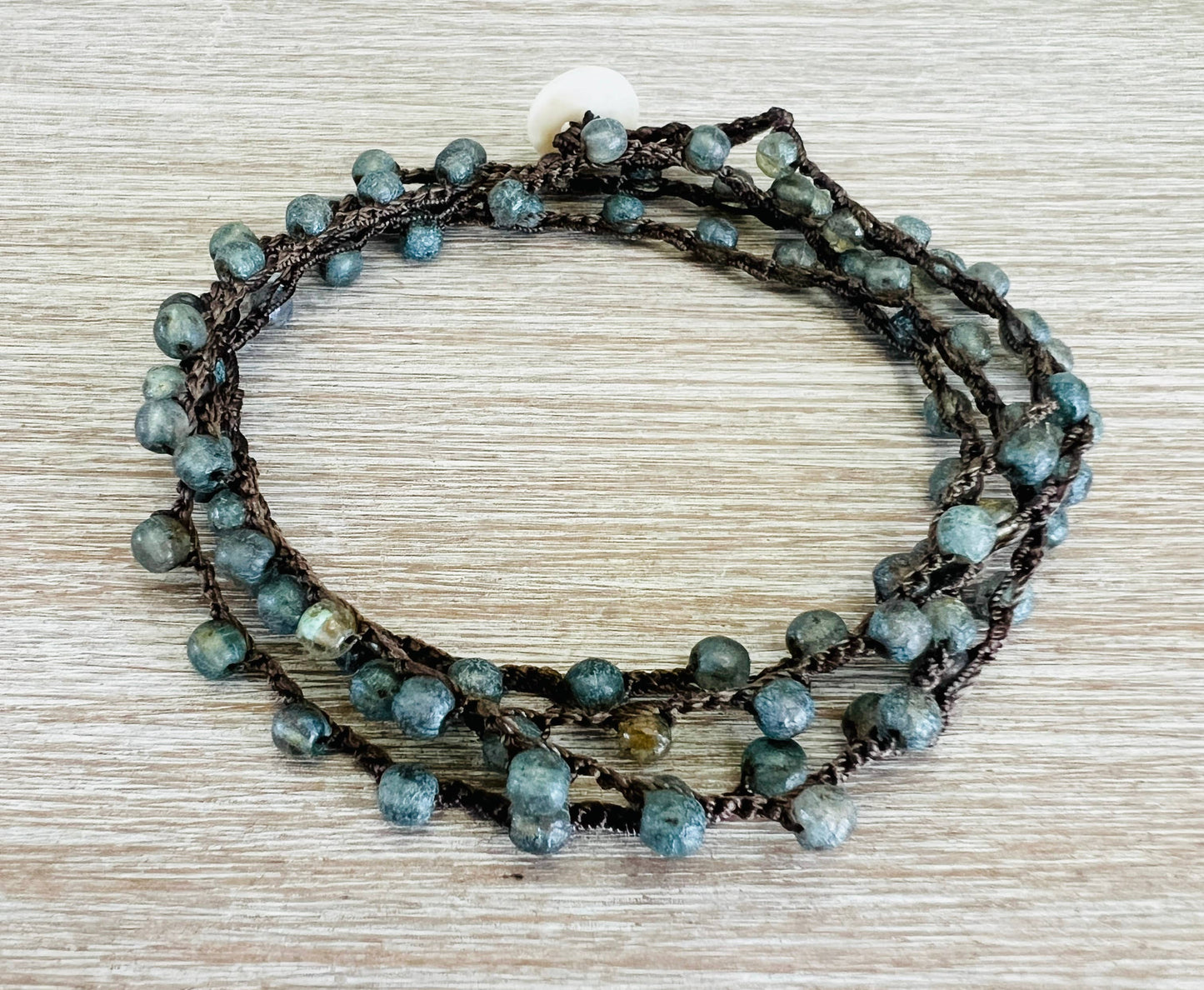 Layering Necklace or Bracelet Wrap In Denim Blue