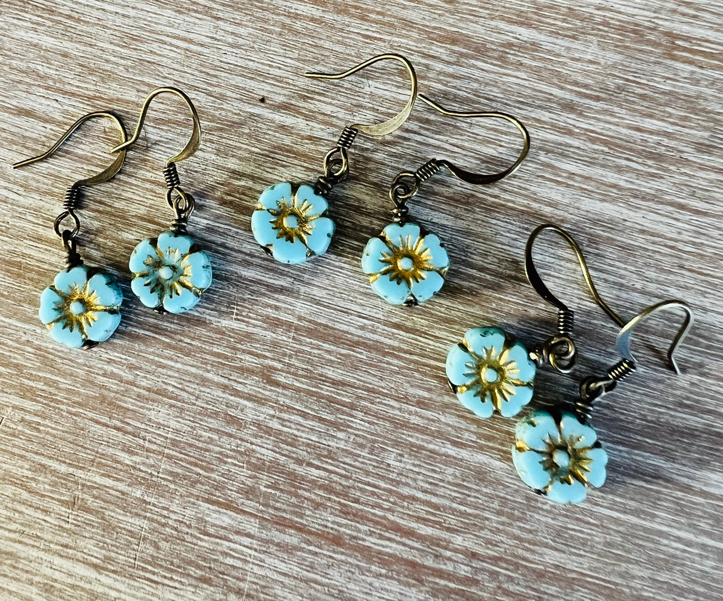 Dainty Flower Earrings In Aqua