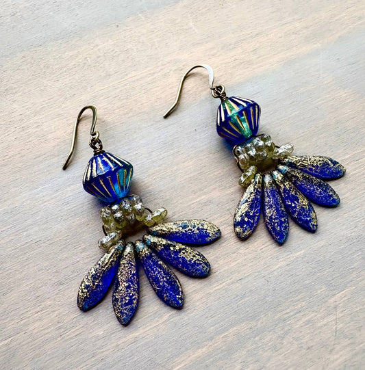 Denim Dagger Drop Earrings