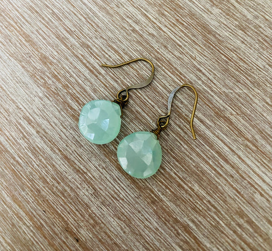 Faceted Chalcedony Drop Earrings